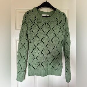 BOGO ⚡️ Crochet cross knit crewneck green sweater